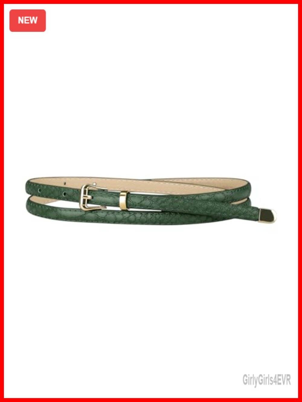 Embossed Faux Leather Skinny Belt Alloy Pin Buckle for Jeans Dresses